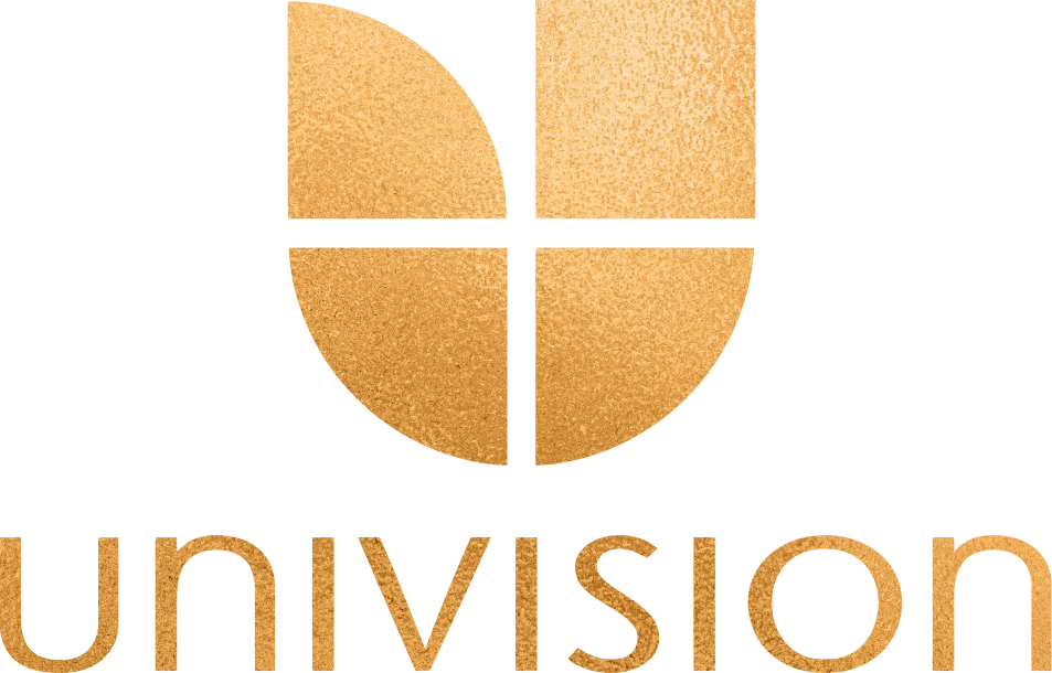 Logotipo de Univision: dorado. Univision logo- gold